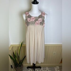 Vintage Ice Floral Rosette Rhinestone Dress Women’s 8 Balletcore Romantic Fairy